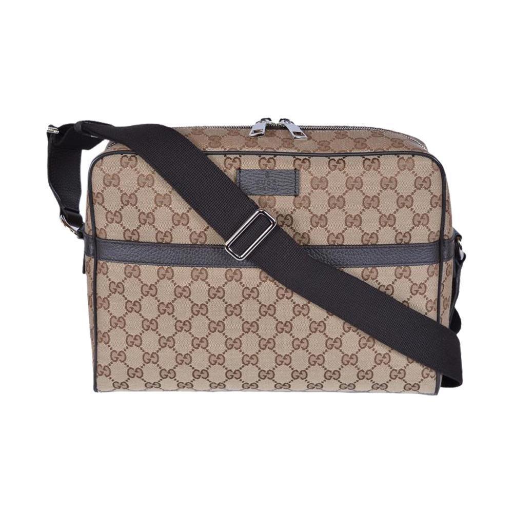 Gucci Guccissima Monogram Beige Canvas Large Crossbody Messenger Bag