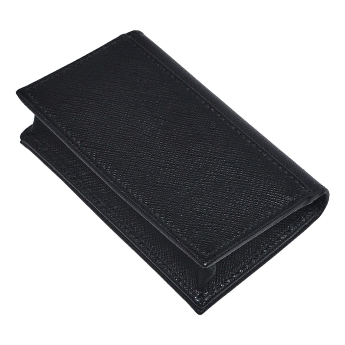 Prada Black Saffiano Leather Credit Card Case Wallet