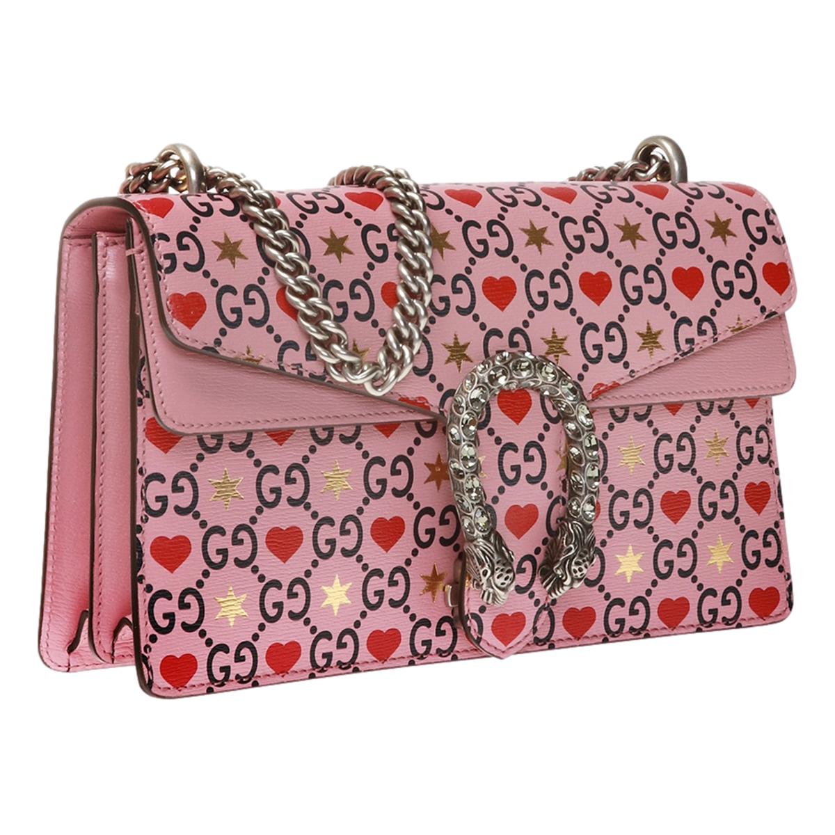 Gucci Dionysus Valentine Pink Hearts Calfskin Shoulder Bag