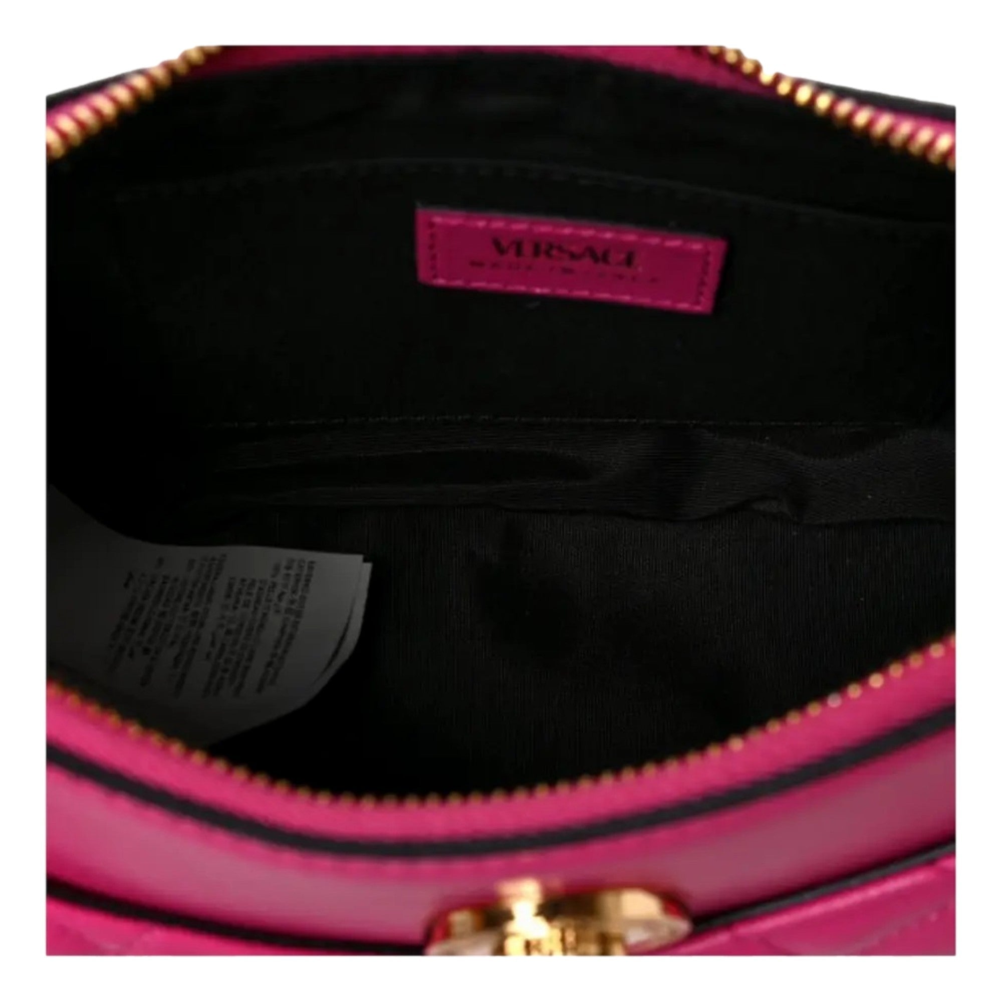 Versace La Medusa Half Moon Hobo Shoulder Crossbody Bag Pink Leather