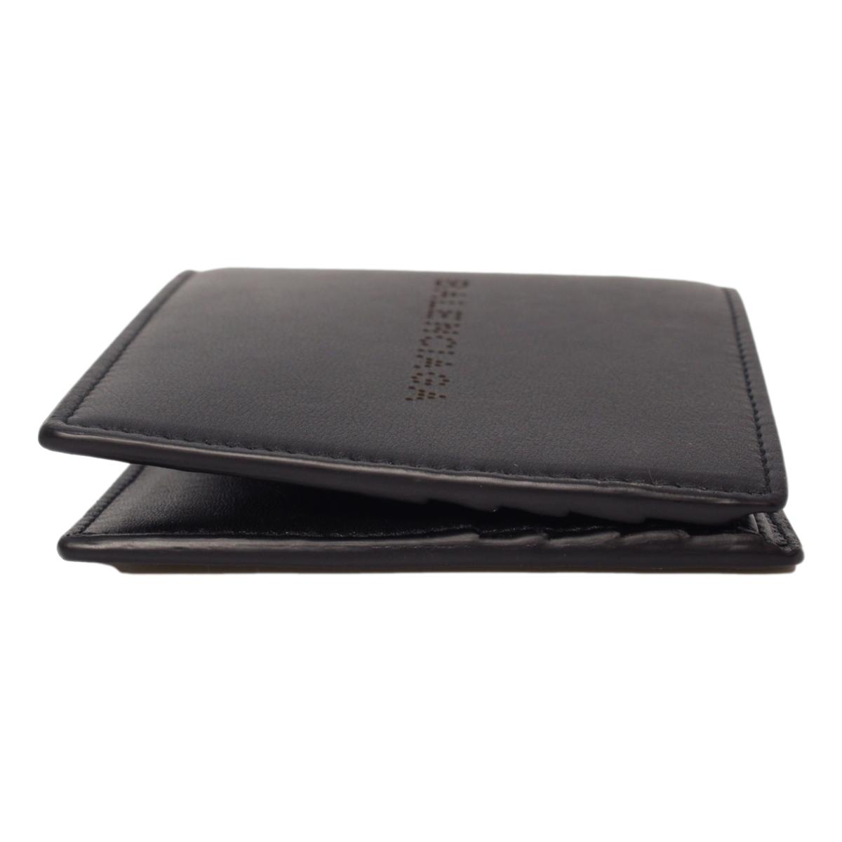 Balenciaga Cash Black Calfskin Leather Perforated Bifold Wallet
