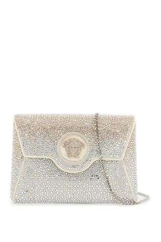 Versace La Medusa Envelope Clutch With Crystals