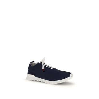 Kiton Blue Cotton Low Top Sneakers