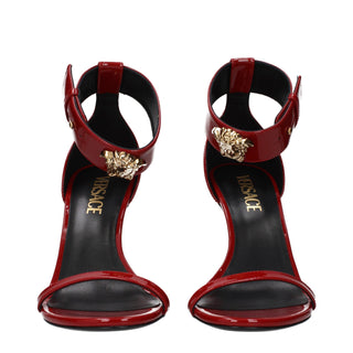 Versace Red Leather Stiletto Heel Sandals