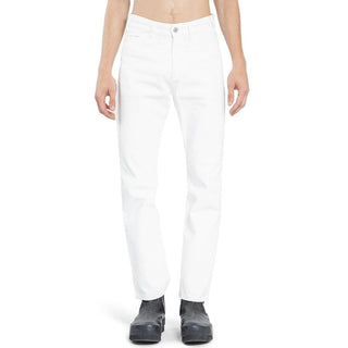 Celine White Cotton Straight-Leg Jeans