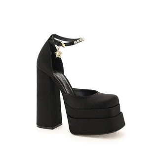 Versace Black Silk Platform Pumps