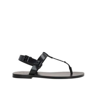 Saint Laurent Black Calfskin Strap-On Sandals