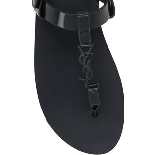 Saint Laurent Black Calfskin Strap-On Sandals