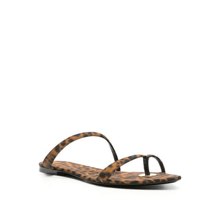 Saint Laurent Brown Fabric Flat Sandals - VAZLUXE.COM