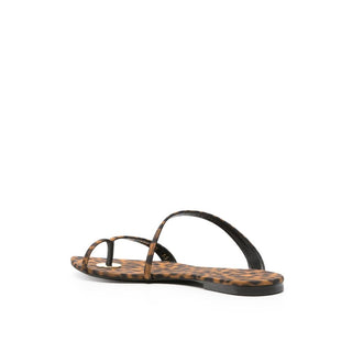 Saint Laurent Brown Fabric Flat Sandals - VAZLUXE.COM