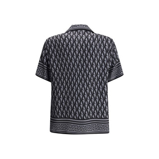 Versace Gray Silk Pattern Shirt