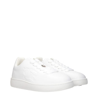 Burberry White Leather Low Top Sneakers