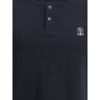 Brunello Cucinelli Blue Cotton Polo Shirt