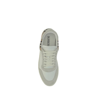 Burberry White Calf Leather Bos Taurus Low Top Sneakers