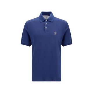 Brunello Cucinelli Blue Cotton Polo Shirt