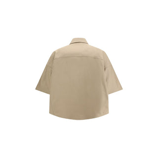 Brunello Cucinelli Beige Cotton Shortsleeve Shirt - VAZLUXE.COM