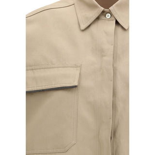 Brunello Cucinelli Beige Cotton Shortsleeve Shirt - VAZLUXE.COM