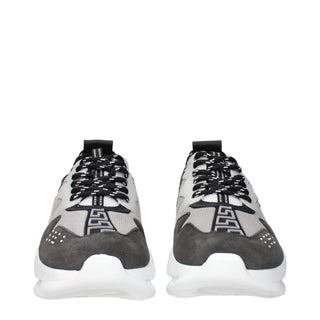 Versace Gray Fabric Chunky Sneakers