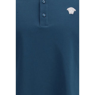 Versace Blue Cotton Polo Shirt