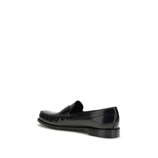 Tom Ford Black Calf Leather Bos Taurus Slip-On Loafers