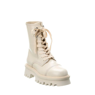Salvatore Ferragamo White Calfskin Lace-Up Boots