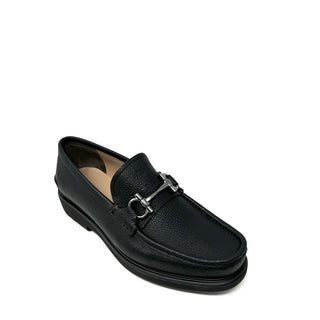 Salvatore Ferragamo Black Calfskin Slip-On Loafers