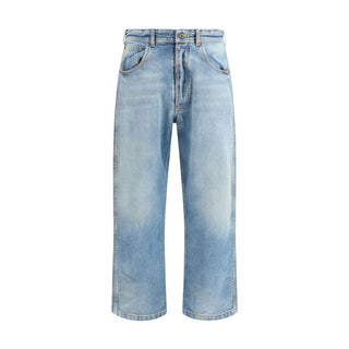 Margiela Light Blue Cotton Cropped Jeans