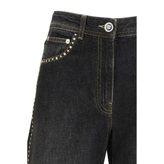 Versace Black Cotton Straight-Leg Jeans