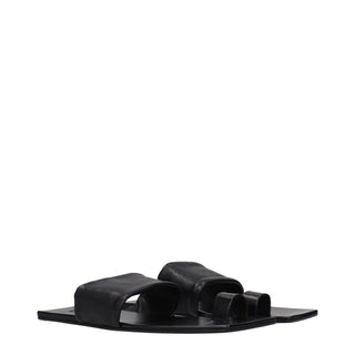 Jil Sander Black Leather Sandals