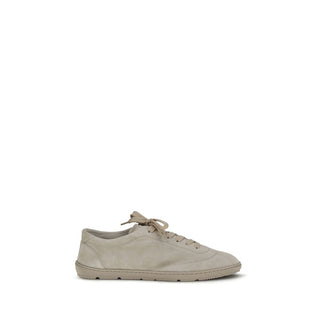 Brunello Cucinelli Beige Calf Leather Bos Taurus Low Top Sneakers - VAZLUXE.COM