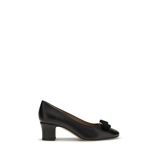 Ferragamo Black Calf Leather Bos Taurus High Heel Pumps - VAZLUXE.COM