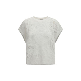 Brunello Cucinelli White Linen T-Shirt