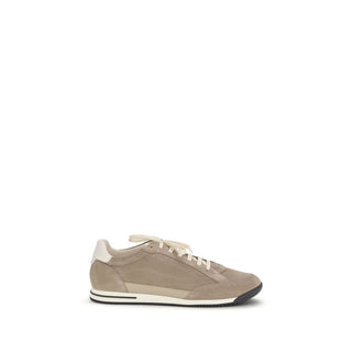 Brunello Cucinelli Beige Calf Leather Bos Taurus Low Top Sneakers - VAZLUXE.COM