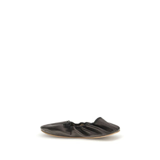 The Row Black Lamb Ovis Aries Aries Ballet Flats - VAZLUXE.COM