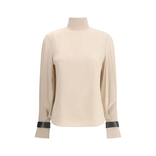 Brunello Cucinelli Beige Silk Blouse