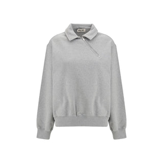 Miu Miu Gray Cotton Sweatshirt - VAZLUXE.COM