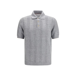 Brunello Cucinelli Gray Cotton Polo Shirt