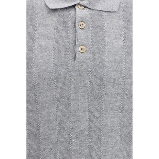 Brunello Cucinelli Gray Cotton Polo Shirt