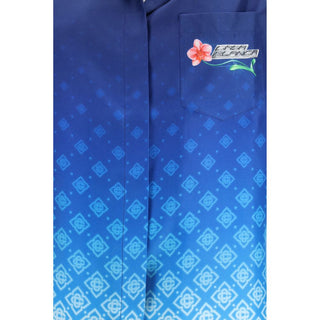 Casablanca Blue Silk Polo Shirt