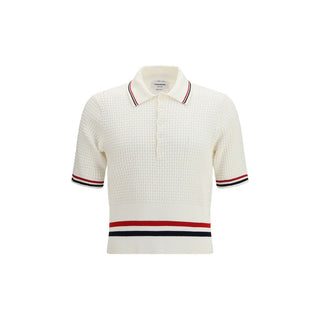 Thom Browne White Cotton Polo Shirt