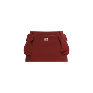 Miu Miu Bordeaux Cotton Mini Skirt - VAZLUXE.COM