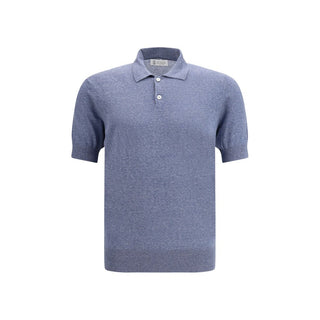 Brunello Cucinelli Blue Linen Polo Shirt