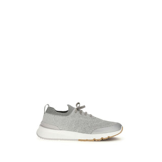 Brunello Cucinelli Gray Cotton Athletic Sneakers - VAZLUXE.COM