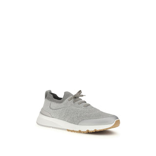 Brunello Cucinelli Gray Cotton Athletic Sneakers - VAZLUXE.COM