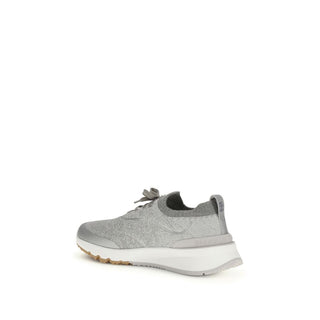 Brunello Cucinelli Gray Cotton Athletic Sneakers - VAZLUXE.COM