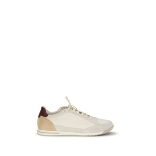 Brunello Cucinelli Beige Calf Leather Bos Taurus Sneakers - VAZLUXE.COM