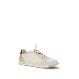 Brunello Cucinelli Beige Calf Leather Bos Taurus Sneakers - VAZLUXE.COM