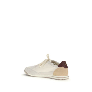 Brunello Cucinelli Beige Calf Leather Bos Taurus Sneakers - VAZLUXE.COM