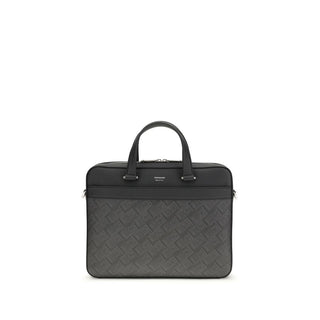Ferragamo Gray Calf Leather Bos Taurus Briefcase - VAZLUXE.COM