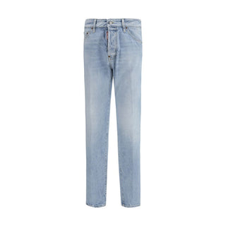 Dsquared² Blue Cotton Straight-Leg Jeans - VAZLUXE.COM